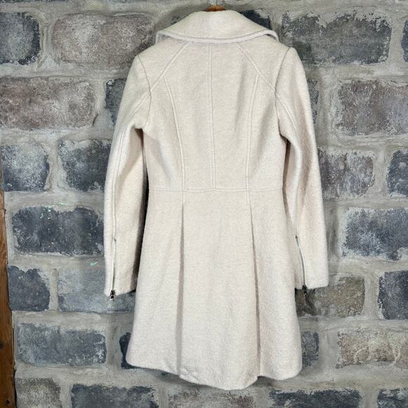 Guess Coat Woman's XS Cream Wool Blend Double Breasted Pea Coat Winter Military - Picture 6 of 13